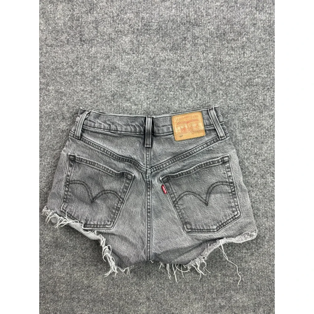 Levi's Premium 501 Shorts Womens W25 Black High Rise Button Fly Cut Off Denim